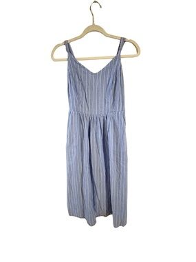 Old Navy Blue White Stripe Midi Dress Pockets Cami Flowy